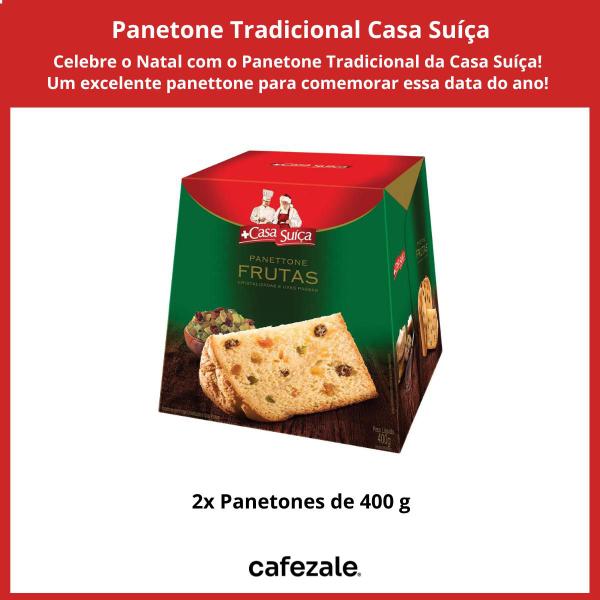2 Panetones Casa Suíça, Tradicional, Pannetone de 400g - Casa Suiça Imagem de 2 Panetones Casa Suíça, Tradicional, Pannetone de 400g