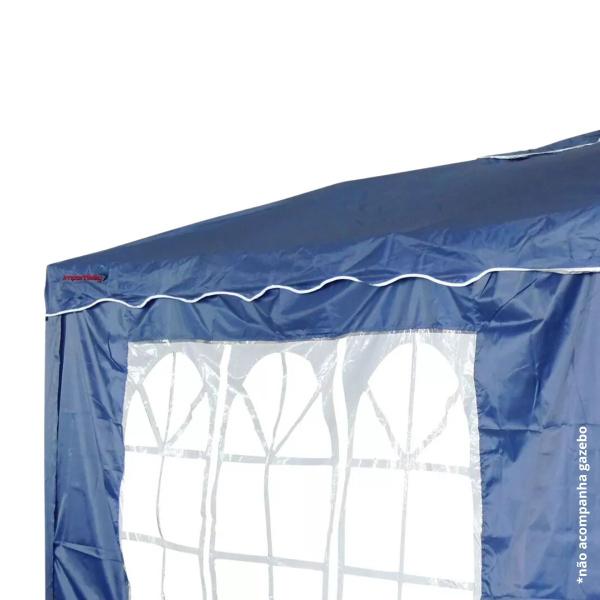 Imagem de 2 Paredes Laterais Tenda Gazebo 3x3 Isolamento 1 Fechada e 1 Com Janela Azul Importway Iwpgz-Az