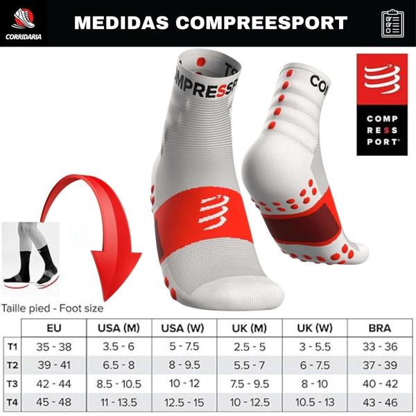 Imagem de 2 Pares de Meia de Compressão Compressport para Treinos - Cano Curto