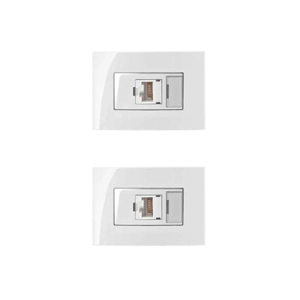 Imagem de 2 Pc Tomada Moveis Margirius Rj45 Branca Informática Cat5