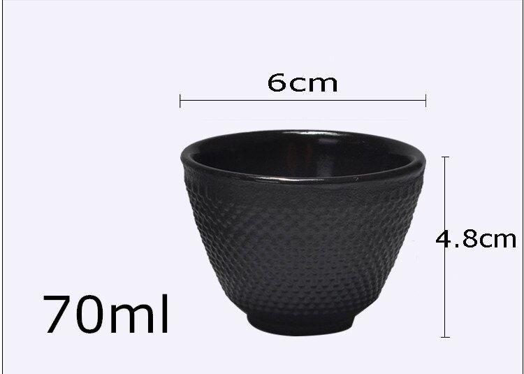 Imagem de 2 Pcs/Conjunto Copos genuínos de ferro fundido com copos de conjunto base com acessórios de almofadas de copo para chaleira 70ml Ferramentas de Kung Fu Top Gradecast Iron Teacupteacup Setkung Fu Cup