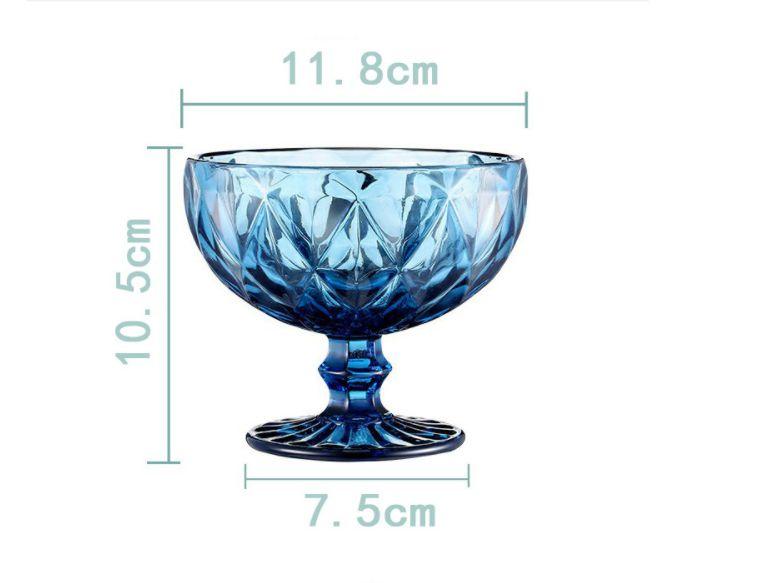 Imagem de 2 Pcs Salad Glass Bowl Russian Retro Relief Salad Ice Cream Shake Goblet 300ml Cup Banquet Wedding Party Household Items domésticos Gravura