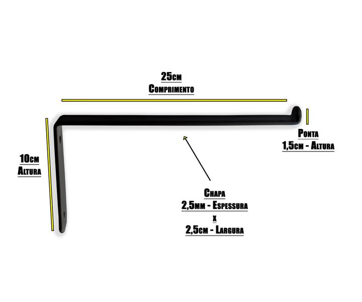 Imagem de 2 pçs Suporte Mão Francesa Invertido 25cm - Mod. S