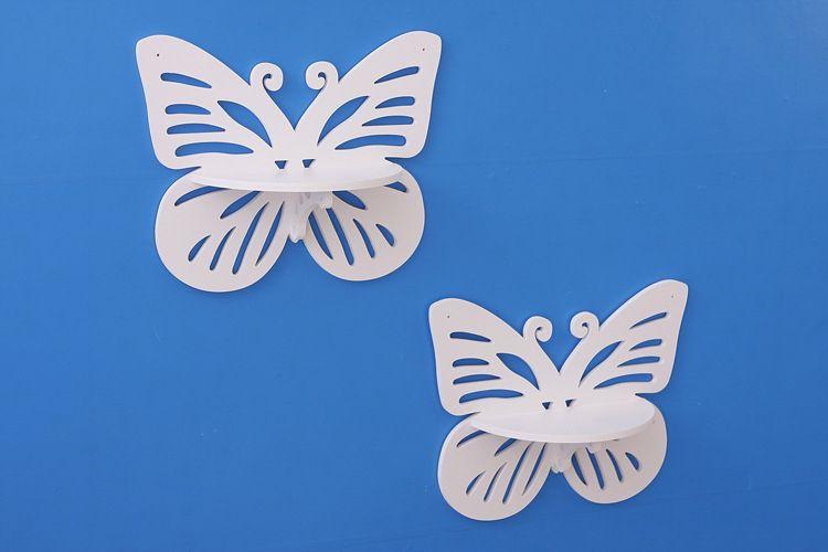 Imagem de 2 Pcs Wall Rack Butterfly Flutuante Decoração Rack de Partição Pastoral Criativa para Pequenos Itens Placas Decorativas