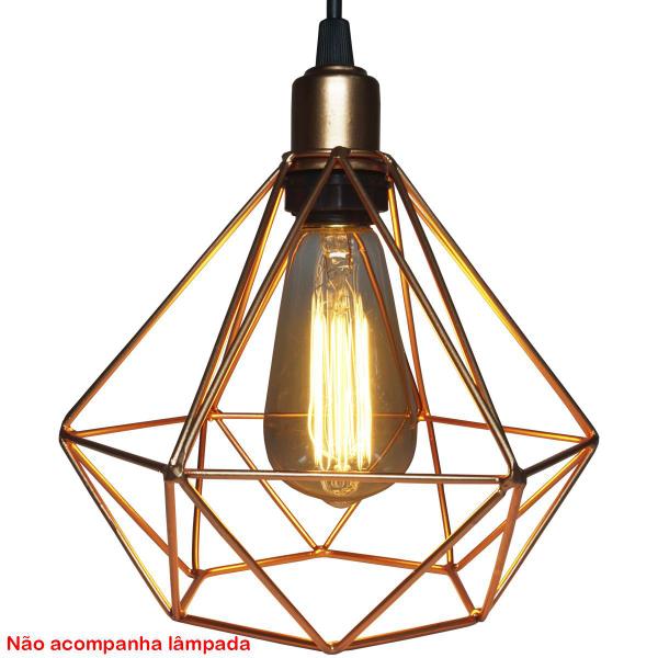 Imagem de 2 Pendente Aramado Diamante Luminária Lustre Luxo Pequeno Teto Retrô Agp Ilumini Industrial