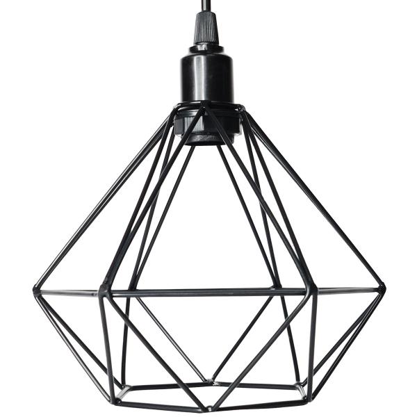 Imagem de 2 Pendente Aramado Diamante Luminária Lustre Luxo Pequeno Teto Retrô Preto Agp Ilumini