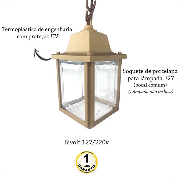 Imagem de 2 Pendente Industrial Ouro Velho Colonial Externo Varanda Acl96