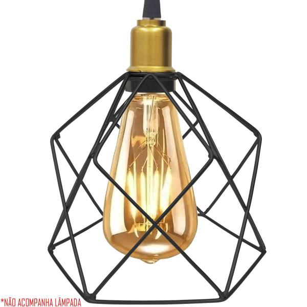 Imagem de 2 Pendentes Aramado Cálice Luminária Lustre Luxo Teto Retrô Vintage Balcão Agp Ilumini Industrial