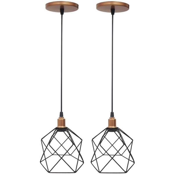 Imagem de 2 Pendentes Aramado Cálice Luminária Lustre Luxo Teto Retrô Vintage Balcão Agp Ilumini Industrial