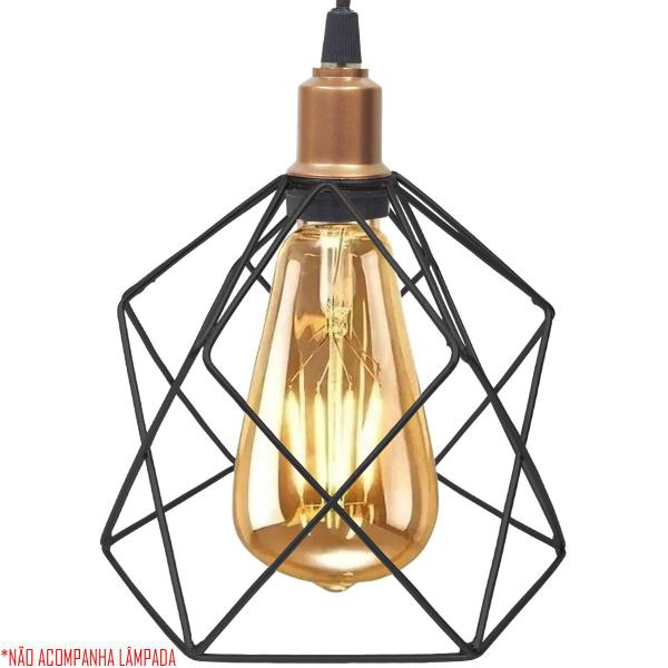 Imagem de 2 Pendentes Aramado Cálice Luminária Lustre Luxo Teto Retrô Vintage Balcão Agp Ilumini Industrial