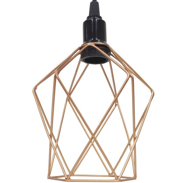 Imagem de 2 Pendentes Aramado Cálice P Luminária Lustre Teto Retrô Vintage Industrial Balcão Cobre Rose Gold