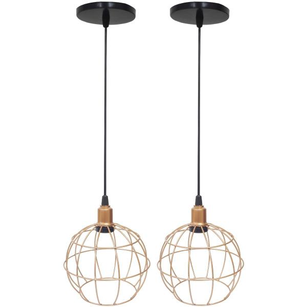 2 Pendentes Aramado Globo Luminária Lustre Luxo Teto Retrô Vintage Cobre Rose Gold Industrial - Agp Ilumini Imagem de 2 Pendentes Aramado Globo Luminária Lustre Luxo Teto Retrô Vintage Cobre Rose Gold Industrial
