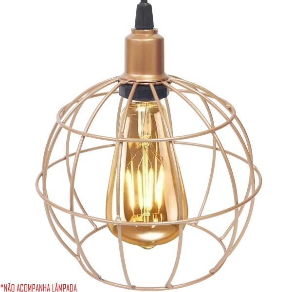 Imagem de 2 Pendentes Aramado Globo Luminária Lustre Luxo Teto Retrô Vintage Cobre Rose Gold Industrial