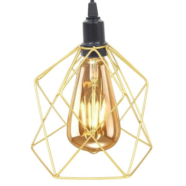 Imagem de 2 Pendentes Aramado Teto Cálice Luminária Lustre Retrô Balcão + Lâmpada Led ST64 Vintage