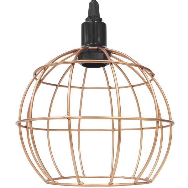 Imagem de 2 Pendentes Aramado Teto Globo Luminária Lustre Retrô Balcão + Lâmpada Led ST64 Cobre Rose Gold