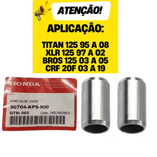 Imagem de 2 Pino Guia Cabeçote 10x20 Titan125 95.08/ Bros 125 03.05/Xlr 125/ Crf 230f