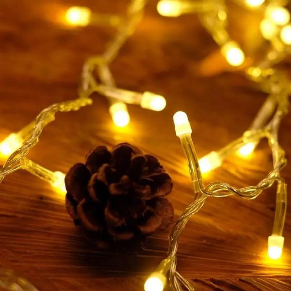 Imagem de 2 Pisca Pisca Led Luz Natal 20 Leds 4m sem fio Luz Amarelo