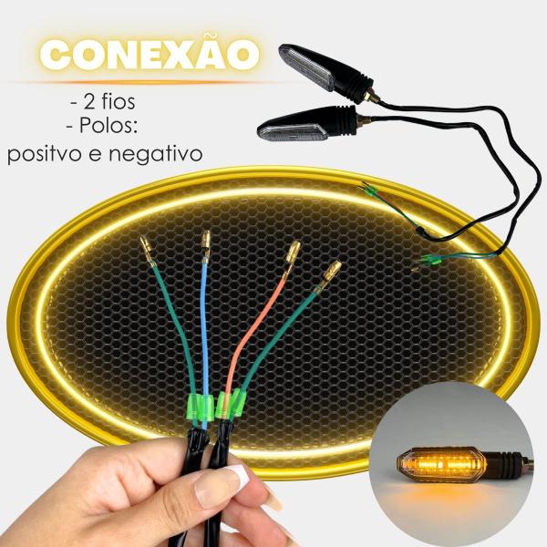 Imagem de 2 Piscas Slim Moto Seta Universal Led Sequencial 1 PAR Iluminação Forte