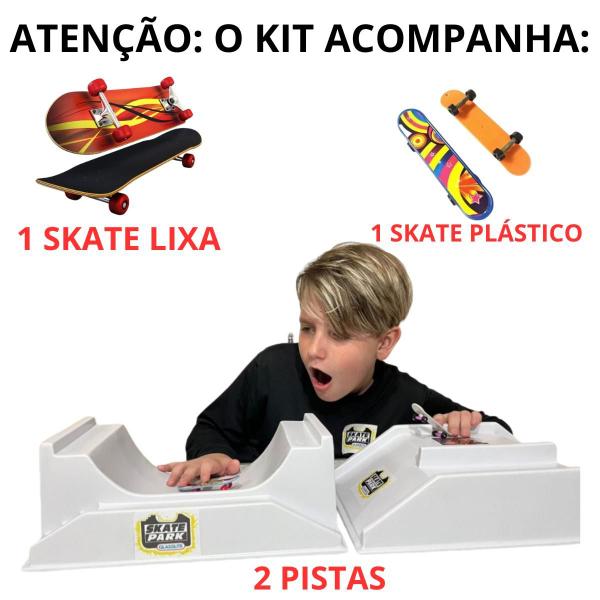 Imagem de 2 pista 2 skate dedo glasslite rampa e half corrimão escada  branca