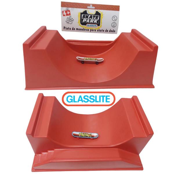 Imagem de 2 Pista 2 Skate Dedo Rampa Half Corrimão Escada Glasslite Vermelho