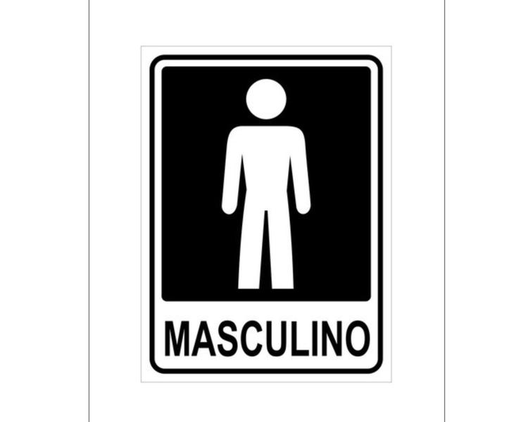 Imagem de 2 Placa Banheiro Masculino/Feminino 20x15 Preto e Branco Sinalização PVC