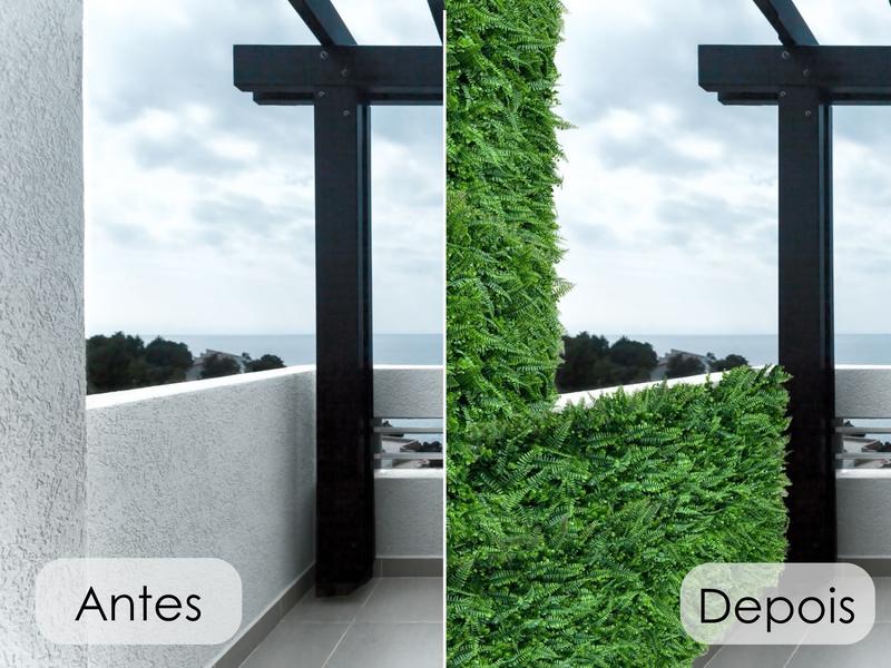 Imagem de 2 Placas para Jardim Vertical Artificial com folhagens permanentes premium UV decore seu espaço