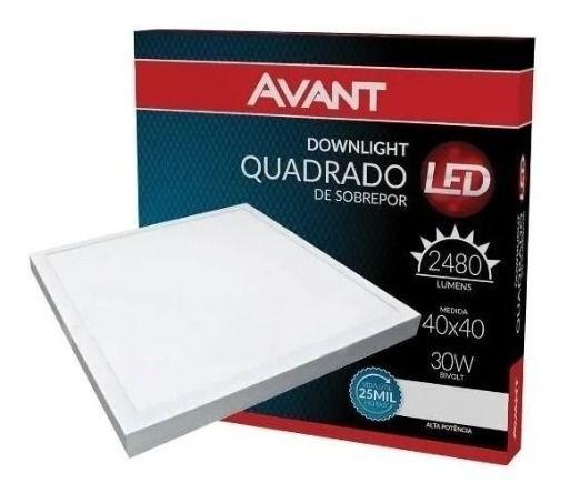 Imagem de 2 Plafon Led Quadrado 30w Sobrepor 40x40 Branco Quente 3000k