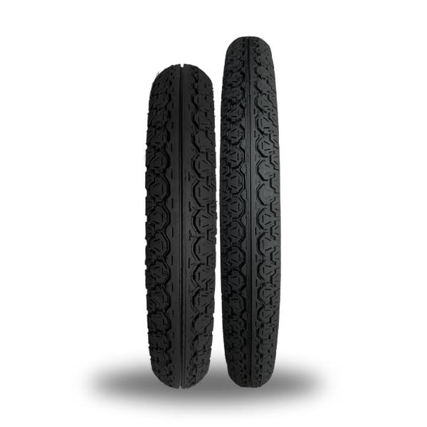2 Pneu Biz 100 125 Tras 80/100/14 Diant 60/100/17 - BLACK TYRES
