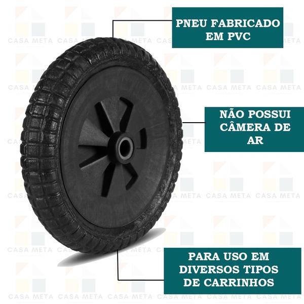 Imagem de 2 Pneu Roda Flexível Carrinho De Mão Sem Câmara Resistente