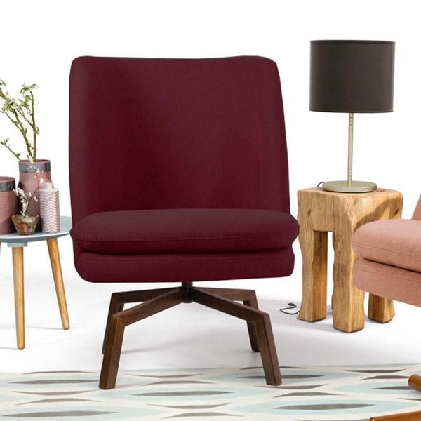 Imagem de 2 Poltronas Ka Madeira Pérsia B278 Suede Marsala