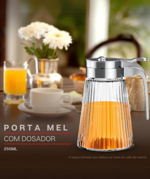 Imagem de 2 Porta Mel De Vidro Com Dosador Econômico 270ml Euro Home