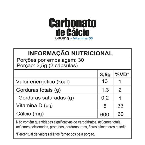 Imagem de 2 Pote Carbonato De Cálcio 600 + Vitamina D3 60 Cápsulas Fitoprime