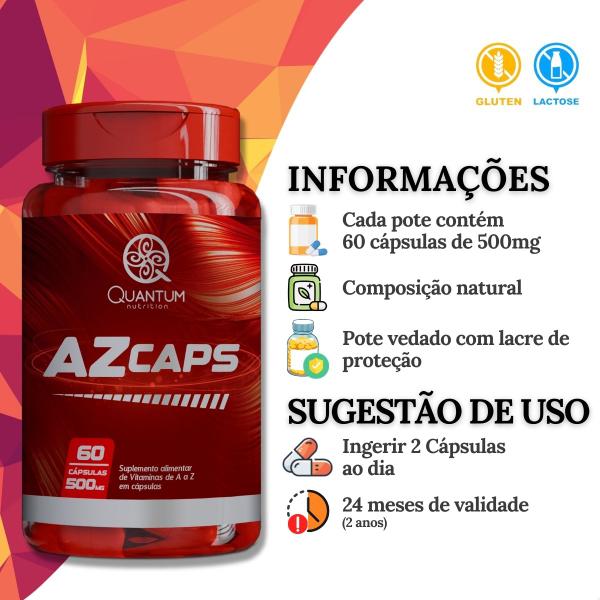 Imagem de 2 Potes AZ Caps Multivitaminico Kit 120 Cáps - Quantum