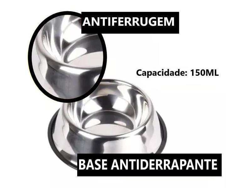 Imagem de 2 Potes Comedouro Antiderrapante 150ml + Casinha Pet Rosa N3