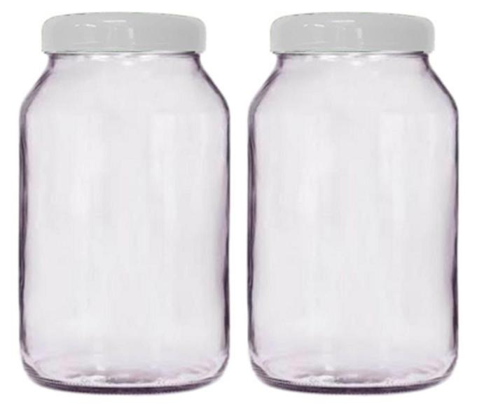 2 potes de vidro 3 litros tampa de plástico - GG ABC Imagem de 2 potes de vidro 3 litros tampa de plástico