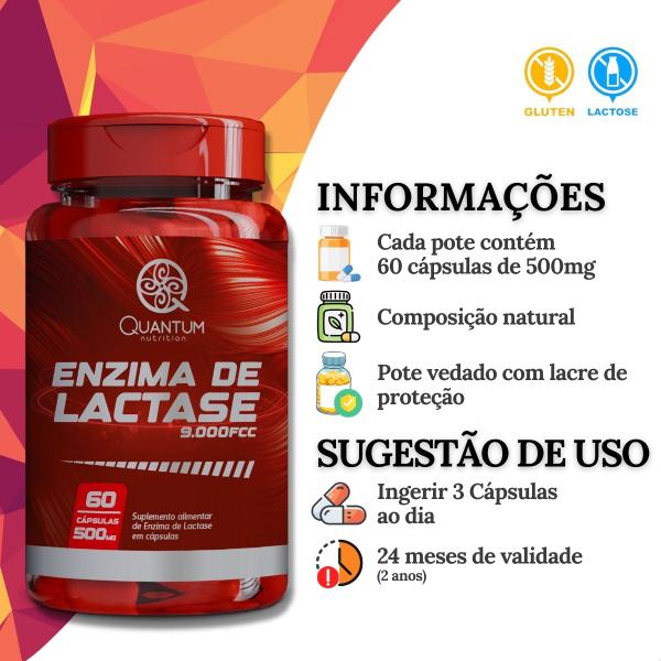 Imagem de 2 Potes Enzima Lactase 9.000 FCC Kit 120 Cáps - Quantum 