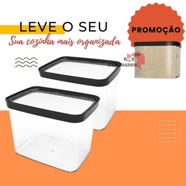 Imagem de 2 Potes Herméticos Cozinha  4 Litros Resistente Porta Mantimentos para grãos arroz ração