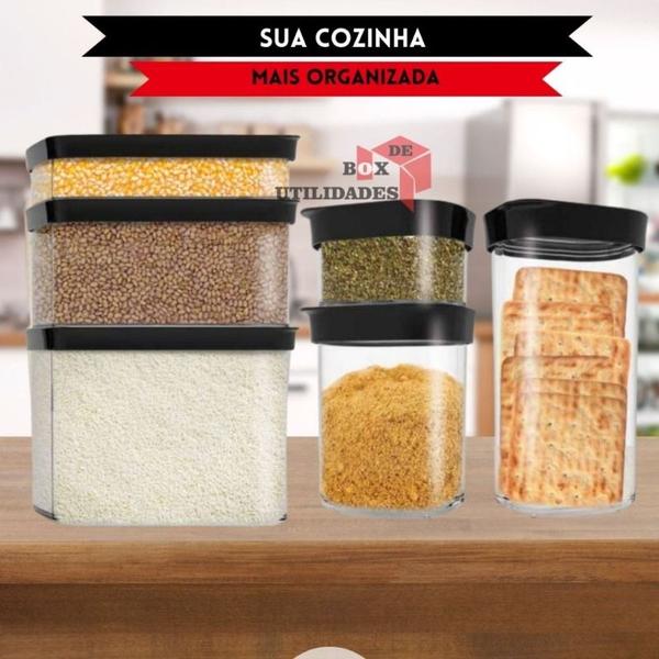 Imagem de 2 Potes Herméticos Cozinha  4 Litros Resistente Porta Mantimentos para grãos arroz ração