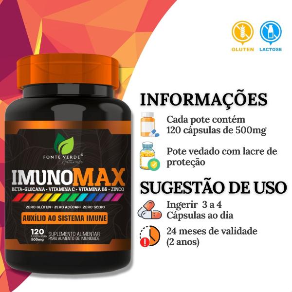 Imagem de 2 Potes ImunoMAX Natural Kit 240 Cáps - Fonte Verde