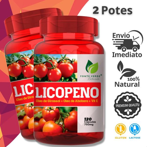 Imagem de 2 Potes Licopeno + Óleo de Girassol + Óleo de Abóbora + Vitamina E Kit 240 Cáps - Fonte Verde