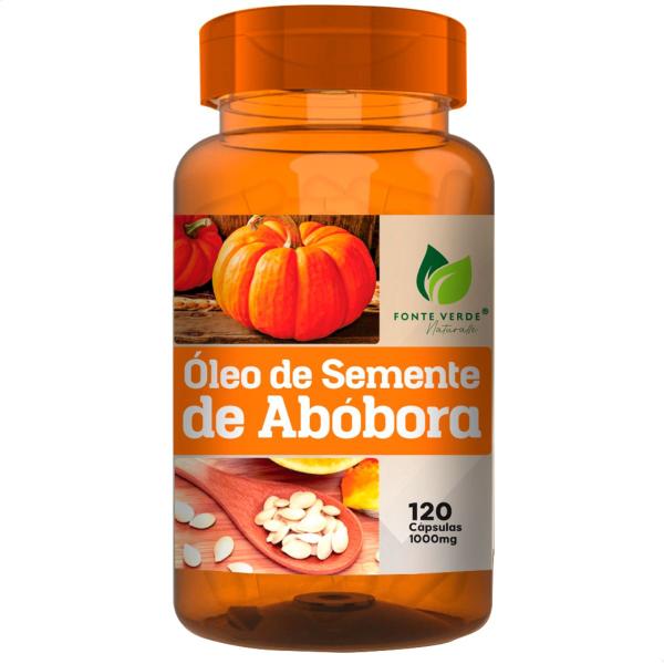 2 Potes Óleo de Semente de Abóbora 1000mg Kit 240 Cáps - Fonte Verde Imagem de 2 Potes Óleo de Semente de Abóbora 1000mg Kit 240 Cáps - Fonte Verde