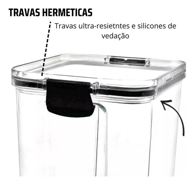 Imagem de 2 Potes Porta Mantimento Organizador Trava Cozinha 800ml nf