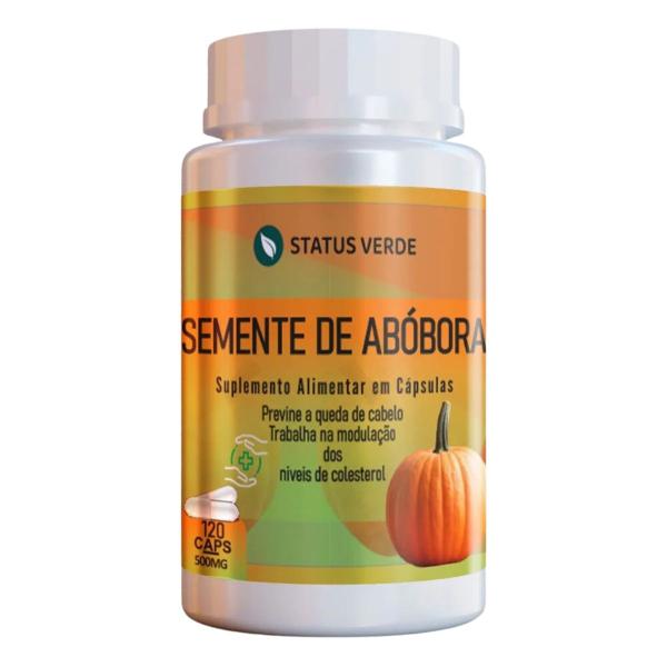 2 Potes Semente de Abóbora 120 Cáps - Status Verde Imagem de 2 Potes Semente de Abóbora 120 Cáps - Status Verde