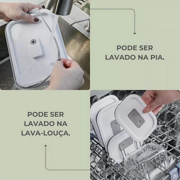 Imagem de 2 Potes Vidro Hermético 370Ml Fresh Lock Válvula