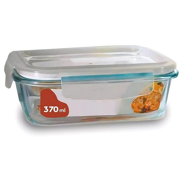 2 Potes Vidro Retangular Hermético 370ml - Quality House - Qhouse Com e Importadora de Ud Imagem de 2 Potes Vidro Retangular Hermético 370ml - Quality House