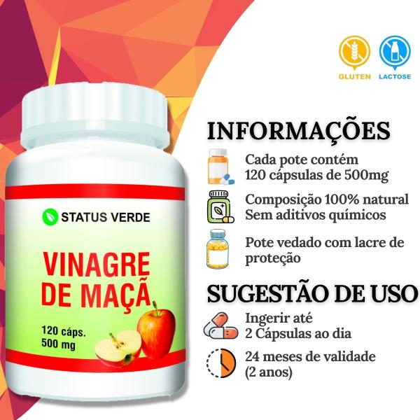 Imagem de 2 Potes Vinagre De Maçã Kit 240 Cáps - Status Verde