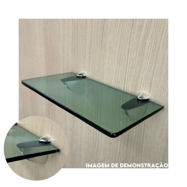 Imagem de 2 Prateleira Vidro Suporte Cromado 40x20cm Desicon Premium