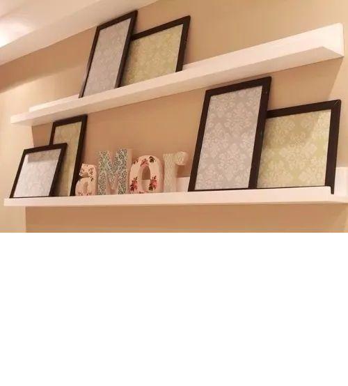 Imagem de 2 Prateleiras  Branca Porta Quadro de Fotos Mdf 90 cms