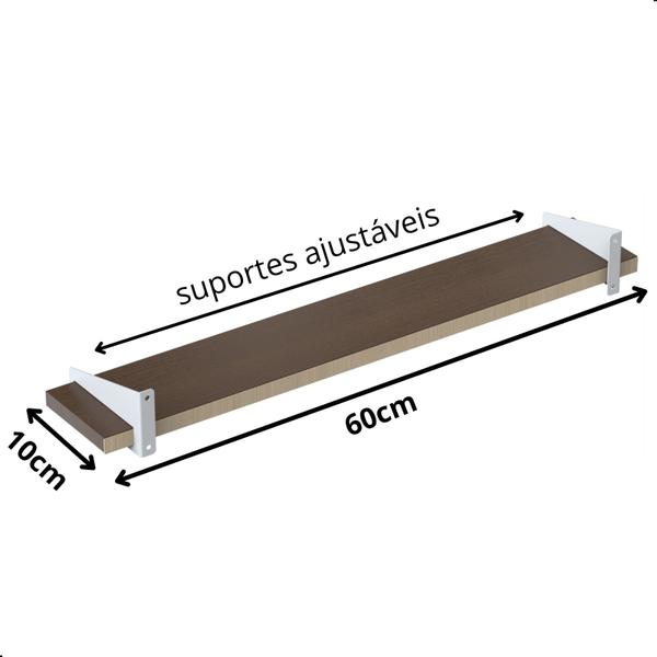 Imagem de 2 Prateleiras De Madeira Estilo Industrial Suspensa Max60b