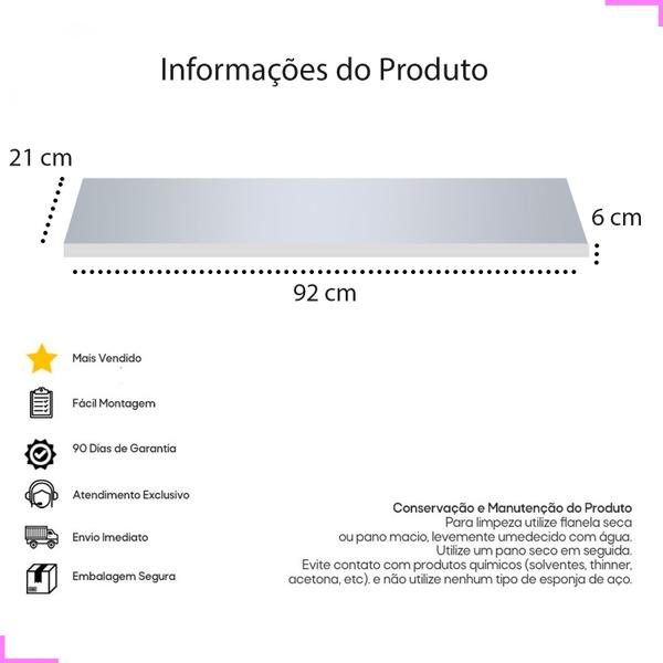 Imagem de 2 Prateleiras Kit Mdf Madeira C/ Suporte Invisível Branca